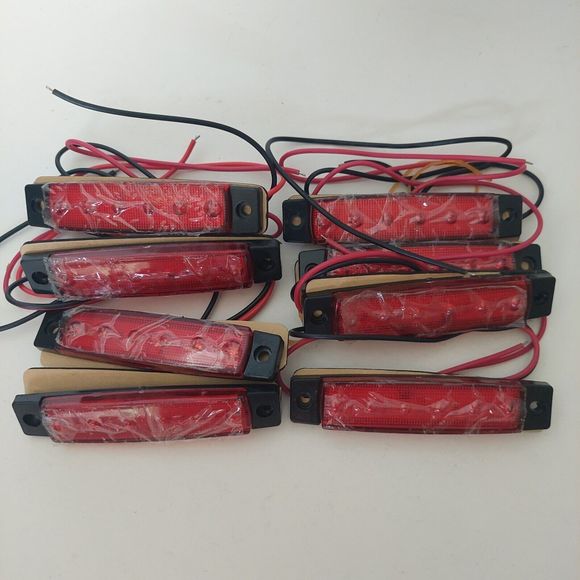 8PCS Marker Lights 3.8" LED Truck Trailer RV Oval Clearance Side Light Red 12V - Picture 1 of 10